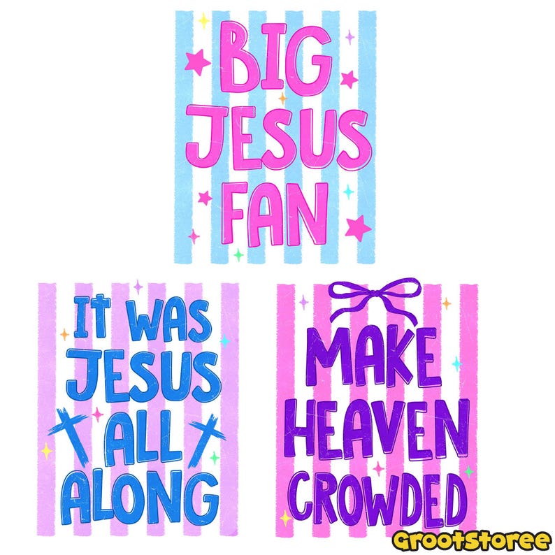 Paquete PNG de Dios a rayas es bueno, diseño de camiseta Su camino es mejor, PNG de Haz que el cielo esté lleno, PNG cristiano preppy de moda, archivo digital imagen 2
