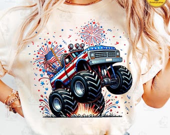 Retro America Png, Monster Truck 4th of July Png, Monster Truck  America Png, Memorial Day PNG, Girly USA Png, Truck Independence Day png