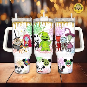 Halloween Nightmare Friends 40 oz Coffee Tumbler Wrap, Halloween Character 40oz Quencher Tumbler PNG Design, Digital Download