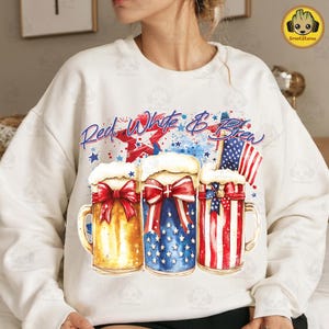 Red White and Brew Png, Fourth Of July Beer Png, Beer Lovers July 4th Png, Independence Day Shirt Png, Patriotic Beer Shirt Design Png