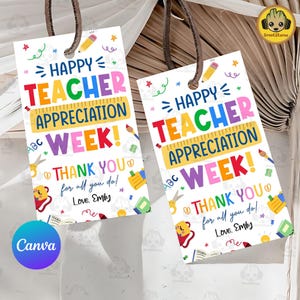 Canva Template Teacher Appreciation Gift Tags Png, Thank You Teacher Gift Tag Png, School Printable Gift Tags Labels Editable Canva Template