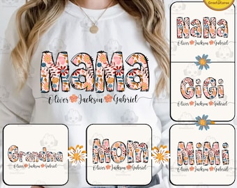 CUSTOM Mama Mimi Mom PNG Bundle, Floral Boho Mama Png, Personalized Mama Png, Mama png, Floral Mama png, Mothers Day png, Mama Floral Design
