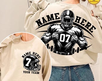 Custom Football Png, Personalized Text and Number Png, Football Team Png, Retro Sports, Football Mom Png, Gift For Player, Game Day Png