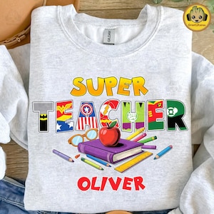Custom Super Teacher Png, Personalized Teacher Name Hero Png, Teacher Appreciation Png, Teacher Life Png, Cartoon Characters Teacher Png
