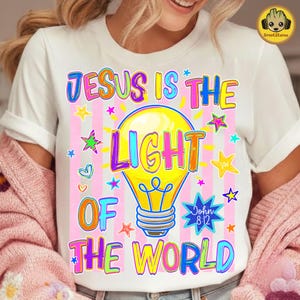 Christian Faith PNG, Jesus Is The Light Of The World Design, John 8:12 Scripture Graphic, Neon Religious Download File