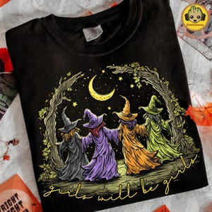 Retro Halloween Girls Will Be Girls Witch Png, Spooky Girly Halloween Png, Trendy Witchy Png, Witchy Vibes Png, Girls Spooky Witches Png