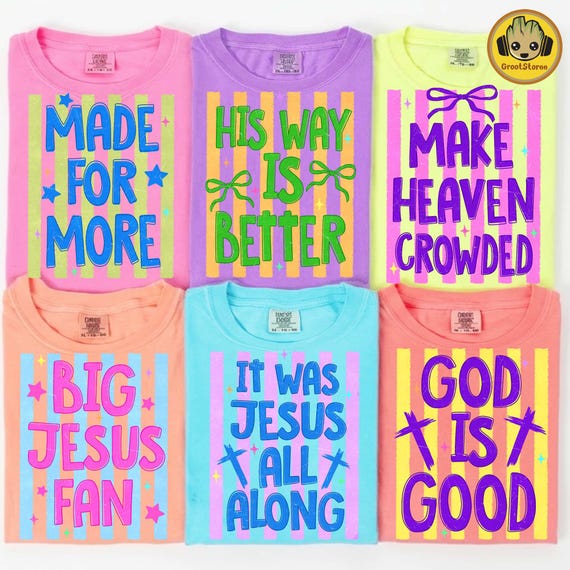 Striped God Is Good PNG Bundle, His Way Is Better Shirt Design, Make Heaven Crowded PNG, Trendy Preppy Christian PNG, Digital File