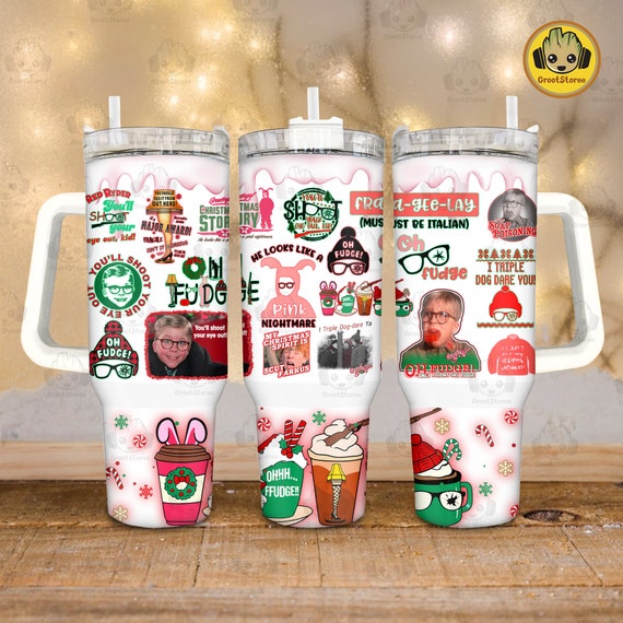 Merry Christmas 40 oz Tumbler Wrap, Christmas Story Movie 40 oz Tumbler Wrap Design Png, Christmas Wrap Png, Christmas Movie Tumbler Png