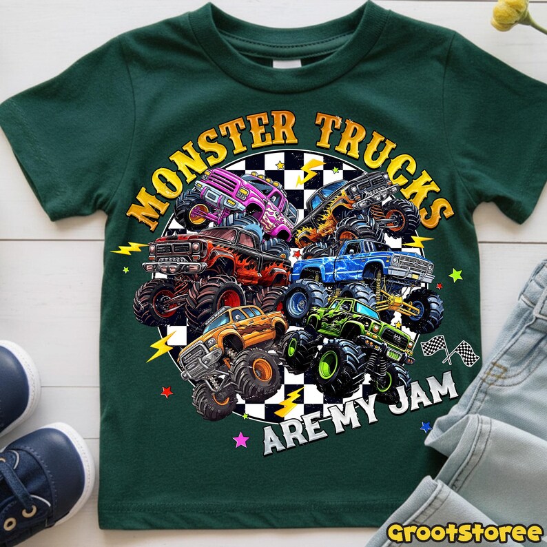 Monster Trucks Are My Jam PNG, Monster Truck Boy Shirt Design, Kids Truck Sublimation PNG, Boy Easter Png, Digital Download image 5