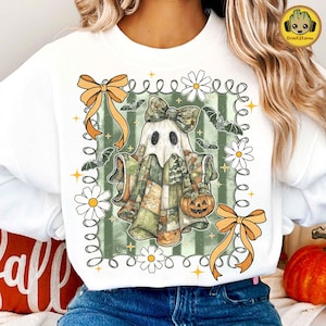 Retro Camo Ghost Coquette Png, Preppy Halloween Boo Ghost Png, Girly Camouflage Ghost Bow Png, Spooky Pumpkin Png, Candy Hunter Png
