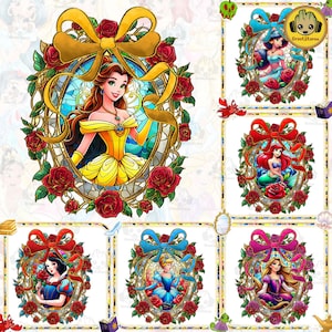 5+ Stained Glass Princess Castle Png Bundle, Cartoon PNG Clipart, Princess Coquette Png, Family Trip Png, Family Vacation Png, Funny Cartoon