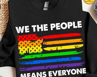 Rainbow Flag Patriotic Png, We The People Means Everyone Png, Pride Month Png, LGBT Pride Parade Png, Equal Right Png, Lesbian Pride Png