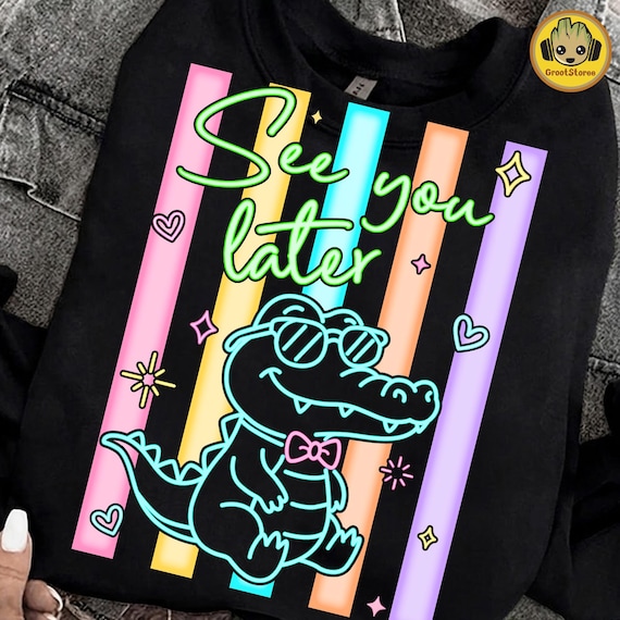 See You Later Alligator Png, Everyday Later Gator PNG, Girly Trendy Kid Design, Women Pink Preppy Trending Stripes, Last Day of School Png