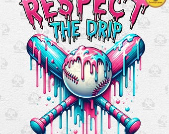 Baseball Drip PNG, Ice Cream Drip Png, Respect The Drip Png, Baseball Mama Png, Retro Baseball Mom Png, Dripping Baseball Png, Game Day Png