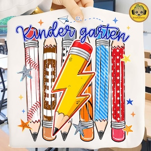 Pre-K To Fourth Grade PNG Bundle, Preppy Blue Gingham School Design, Baseball Basketball Lightning Bolt, First Day Of School PNG image 6