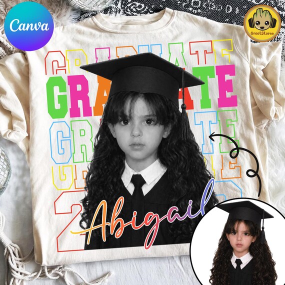 Editable Canva Kindergarten Graduation PNG, Pre-K Class of 2026 Shirt Template, 2026 Kids Grad Party Sublimation Design, The Proud Mom Png