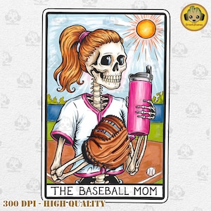 Carta del tarot de mamá de béisbol retro Png, mamá de béisbol Png, diseño de camiseta de mamá de béisbol Png, día de juego de béisbol Png, lazo de coqueta de béisbol Png