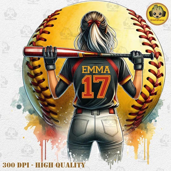 Personalized Softball Girl Png, Softball Player Shirt With Name & Jersey Number Png, Custom Softball Shirt Png, Softball Mama Gift Png