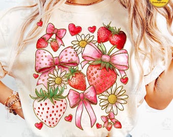 Boho Strawberry Coquette Png, Preppy Strawberries Png, Boho Summer Png, Strawberry Festival Png, Summer Fruits Png, Floral Strawberry Png