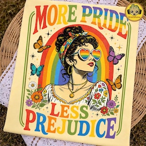 Fierté LGBTQ PNG, design cadeau allié fier, chemise plus de fierté moins de préjugés PNG, clipart mois de la fierté, défilé de la fierté lesbienne arc-en-ciel Png
