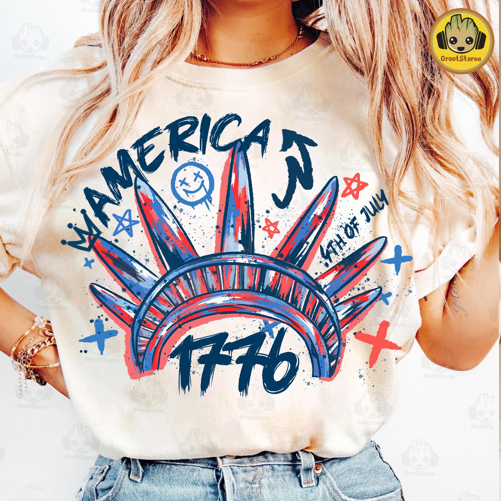 Brush Stroke Statue of Liberty Png, 4th of July Png, USA Png, America 4th July Png Design, Graffiti America Png, American Girl Shirt Design