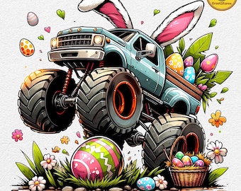 Easter Monster Truck Png, Monster Truck Easter Day Sublimation Png, Easter Boy Png, Happy Easter Day Png, Easter Boy Monster Truck Png