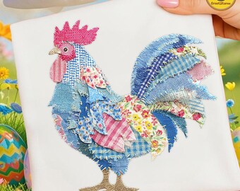 Easter Faux Patchwork PNG, Chicken Faux Patchwork Png, Happy Easter Day PNG, Retro Easter PNG, Coquette Chicken Design