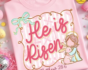 He Is Risen Png, Easter Shirt Png, Jesus Easter Png, Jesus Png, Floral Christian Shirt png, Vintage Easter Png, Coquette Easter Bow Png