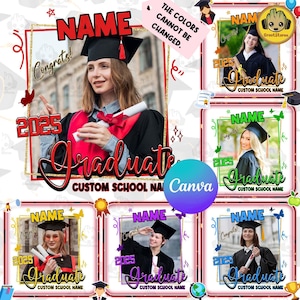 Graduation Insert Photos Editable Canva Template, Pop Out Graduation Senior Canva Editable Png, Graduation 2025 Png, Graduate 2025 Template
