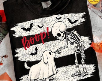 Halloween Skeleton Dog PNG, Ghost Puppy Boop Shirt Design, Cute Funny Dog Lover Graphic, Retro Spooky Season Sublimation, Digital Download