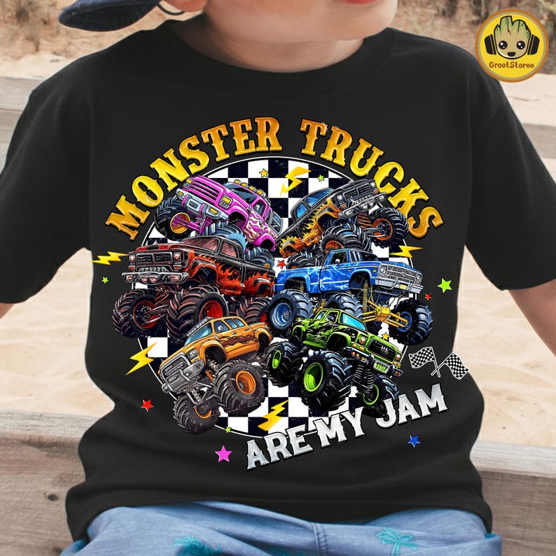 Monster Trucks Are My Jam PNG, Monster Truck Boy Shirt Design, Kids Truck Sublimation PNG, Boy Easter Png, Digital Download image 1