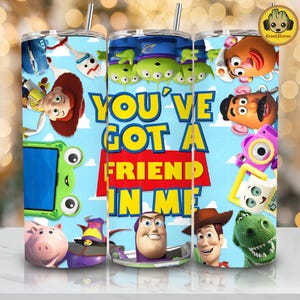 Toy Friends PNG 20oz Tumbler Wrap, Watercolor Toy Characters Skinny Tumbler Design, You've Got A Friend In Me Design, Digital Download