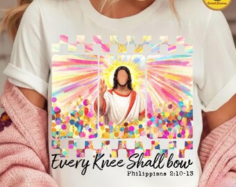 Every Knee Shall Bow PNG, Jesus Easter Bow Design, Bible Verse Sublimation, Christian Faith Shirt PNG, Religious Motivation Png