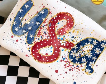 Preppy USA Splatter PNG, Faith PNG, Patriotic Png, American Png, Girly Png, Realistic Paint Png, Stripes Png, Memorial Day Png, July 4th Png
