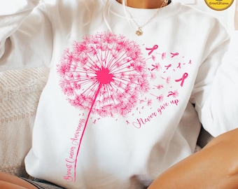 Dandelion Breast Cancer Png, Never Giver Up Png, Pink Ribbon Png, Breast Cancer Month Png, Breast Cancer Fighter Png,Breast Cancer Awareness