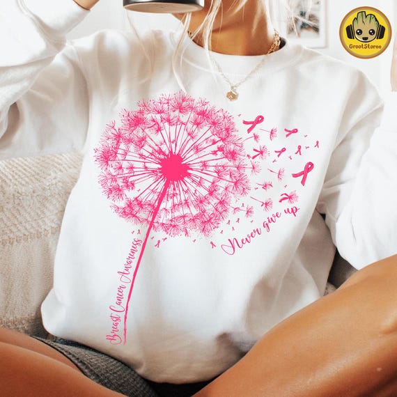 Dandelion Breast Cancer Png, Never Giver Up Png, Pink Ribbon Png, Breast Cancer Month Png, Breast Cancer Fighter Png,Breast Cancer Awareness