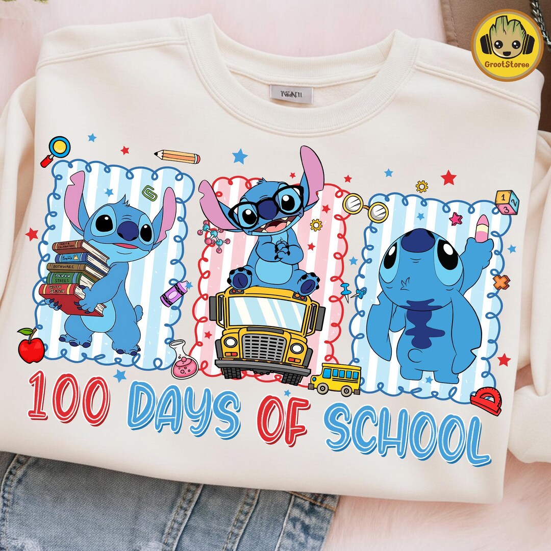 Happy 100 Days of School PNG, School 100th Day Cartoon Shirt Design ...