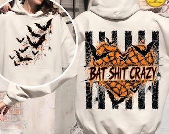 Sarcastic Halloween PNG, Bat Shit Crazy Funny Bat Shirt, Snarky Adult Humor Design, Retro Halloween Spooky Season Digital Download