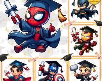 Superhero Cartoon Graduation 2024 Png Cartoon Graduate Png, DN School Trip Png, Cartoon character Grad Png, Cartoon Senior 2024 Png