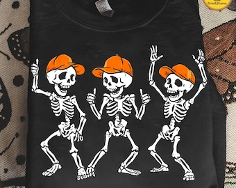 Kids Dancing Skeleton Halloween PNG, Boys and Girls Halloween Design, Funny Trick or Treat Shirt PNG, Spooky Skeleton Clipart for Kids