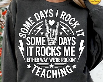 An manchen Tagen rocke ich es, an manchen Tagen rockt es mich Png, Lehrer rockt Png, schaukelt Lehrerleben, lustiges Lehrer-Skelett, Lehrer-Leben