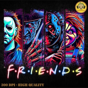Halloween Horror Freunde Png, Movie Killers Neon Png, Scary Halloween Film Png, Horrorfilm Png, Serie Killer Halloween Png, Digitale Datei
