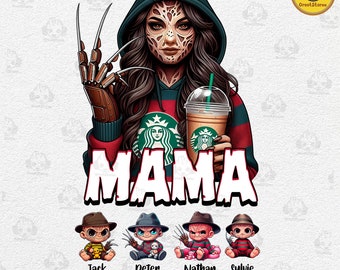 CUSTOM Horror Character Mother And Kid Png, Happy Mother’s Day Png, Mother’s Day Custom Kid Name Png, Horror Mama Png, Digital Download