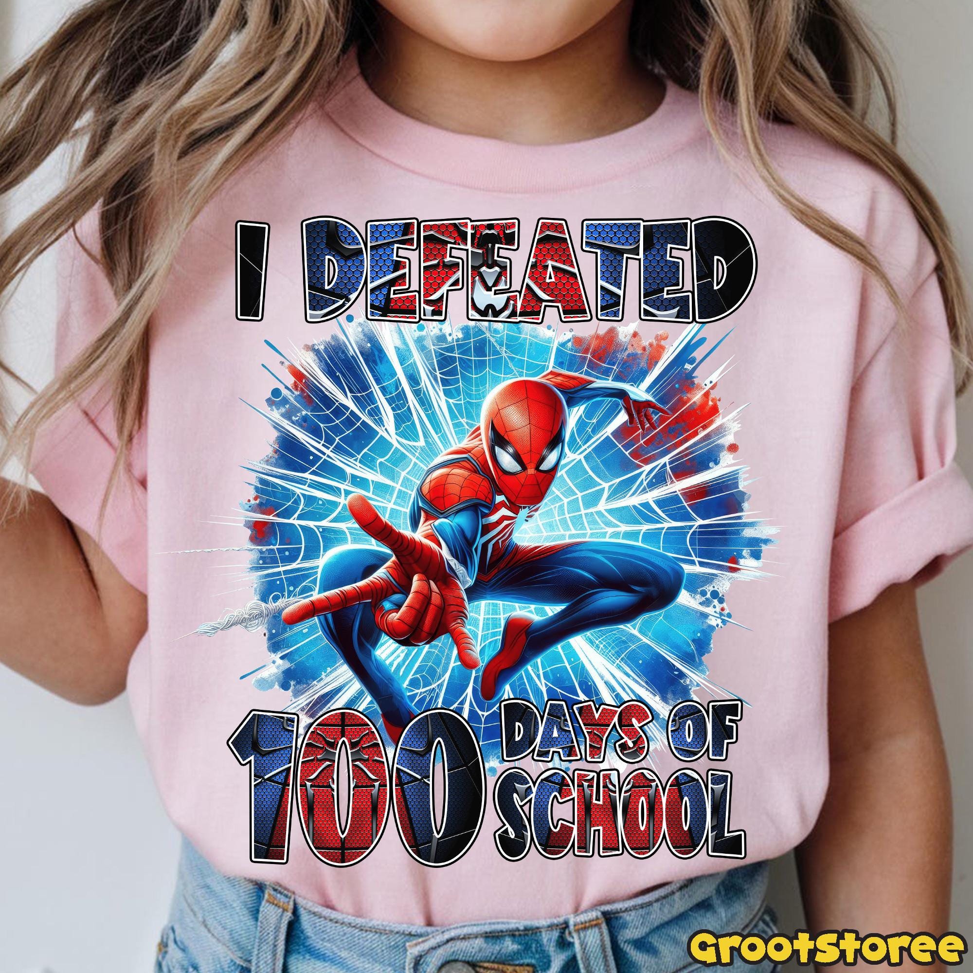 I Defeated 100 Days of School Png, Spider Cartoon Character Png, 100 ...