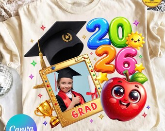 Pre-K Graduate 2026 PNG Template, Editable Canva Graduation Design, Photo Insert Kids Grad Sublimation Digital Download