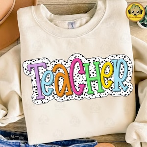 Colorful Dots Teacher Png, Preppy Back To School Png, Neon Teacher Shirt Png, Retro Teacher Png, Checkered Teacher Png, Teacher Appreciation