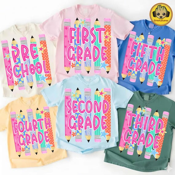 Grade Level Teacher PNG, Back To School Shirt Design, Teacher Team Graphic, First Second Third Fourth Fifth Grade Tee PNG