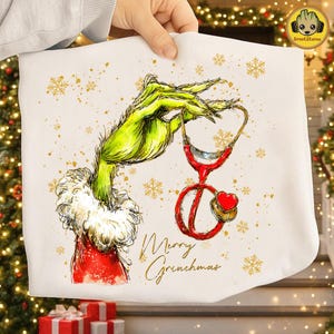 Retro Christmas Nurse PNG, Christmas 2025 Holiday Design, Funny Nurse Characters PNG, Mean Guy Nurse Gift, Festive Sublimation