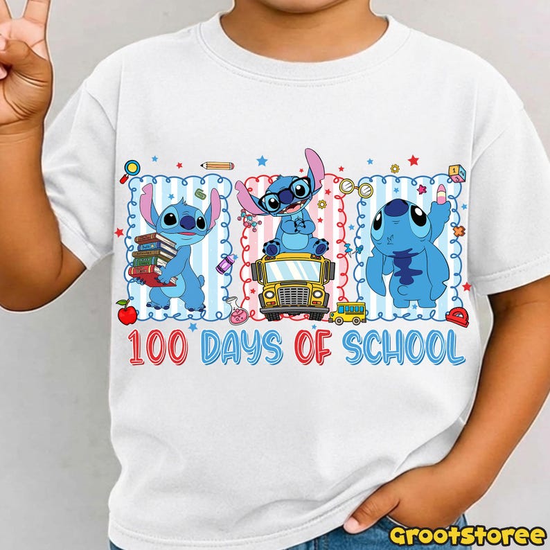 Happy 100 Days of School PNG, School 100th Day Cartoon Shirt Design ...