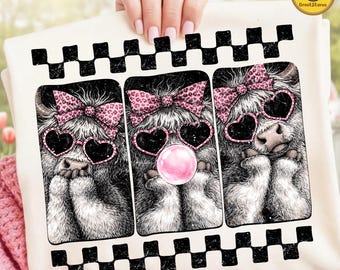 Leopard Highland Cow PNG, Easter Cow Bunny PNG, Retro Coquette Easter PNG, Preppy Spring Easter Shirt Design Download